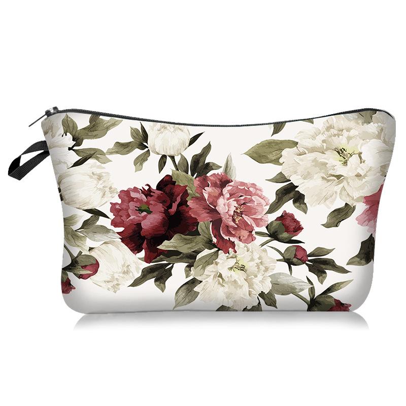 1 шт. Красивая косметичка с принтом в виде пионов, органайзер для косметики, женская ручная сумка, дорожная сумка для хранения макияжа для женщин, девушек, рождественский подарок