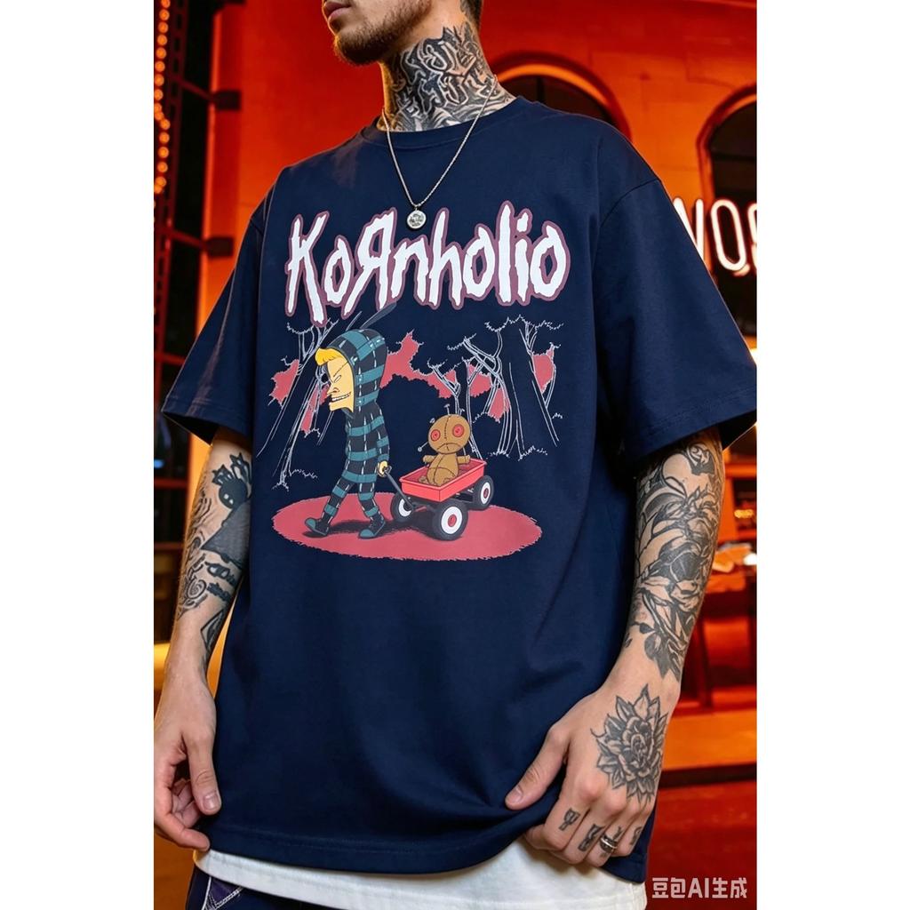 Korn Album Kornholio Graphic T Shirts Men Women Oversized Streetwear Y2k Retro Casual Loose Short Sleeve Casual Y2k Female Male Clothing