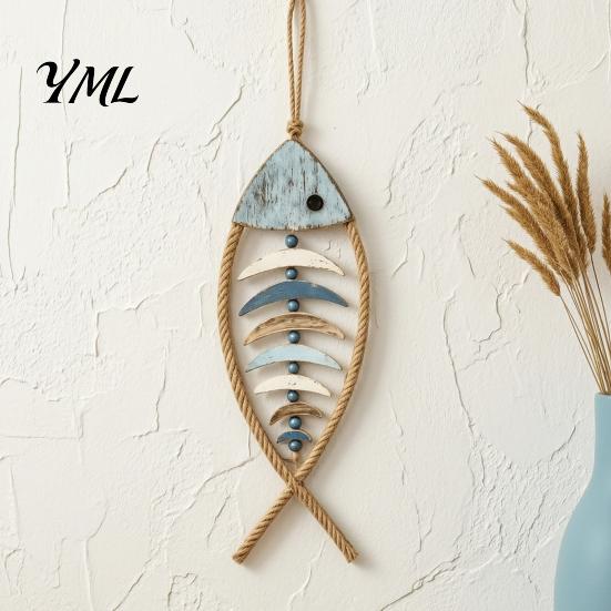 Adjustable LED Atmosphere Light Bohemian Wooden Fish Wall Decor With/without Lights, Coastal Retro Hanging Ornament Art for Bedroom Living Room