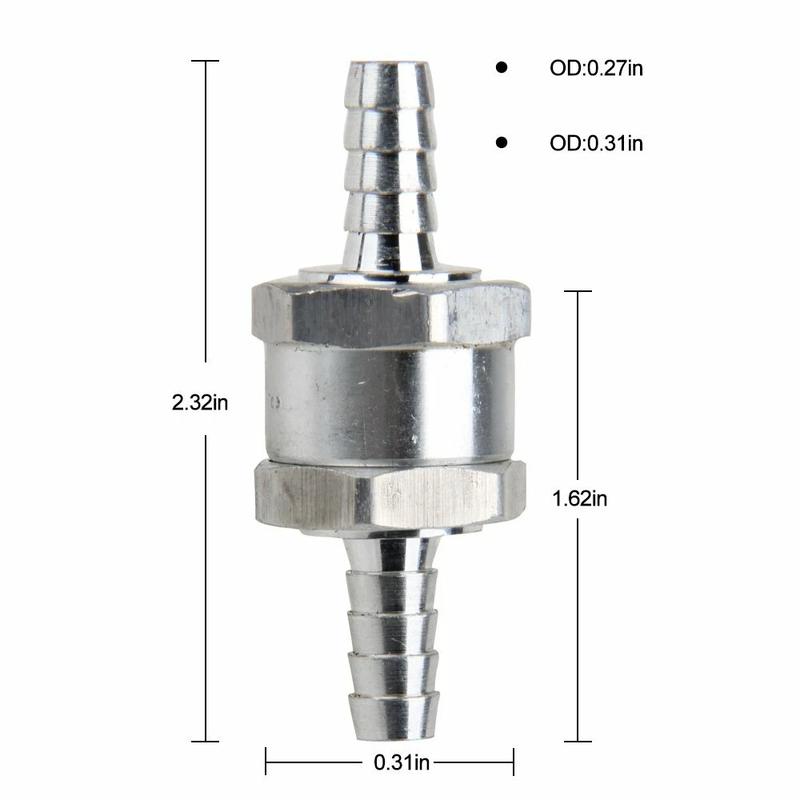 Алюминиевый односторонний обратный клапан 5/16" 8 мм, inline, для газа, масла, дизельного топлива