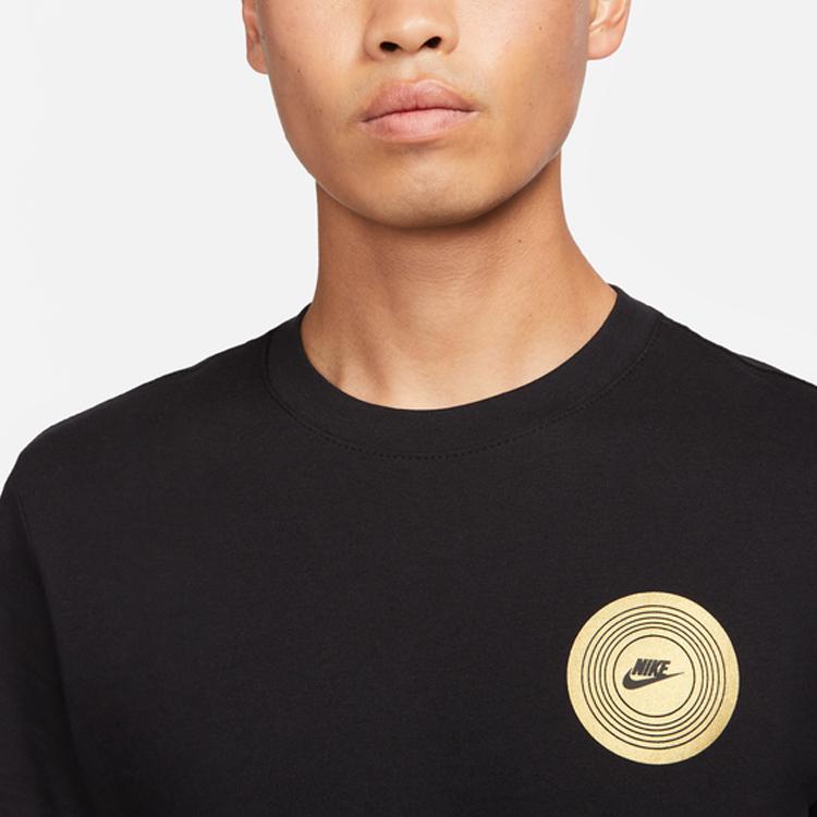 Nike Спортивная одежда Футболка с логотипом алфавита и круглым вырезом с коротким рукавом Мужские топы Черные FB9773-010