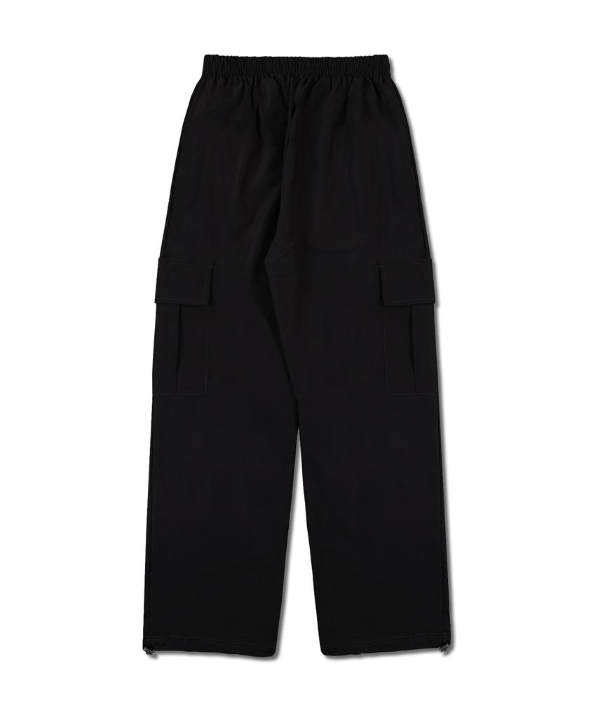 NP STUDIO Nylon String Wide Cargo Pants Black