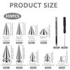 359Pcs Wear-resistant DIY Punk Rivet 8 Sizes Clothing Studs Cone Spikes Kit  Leather Accessories