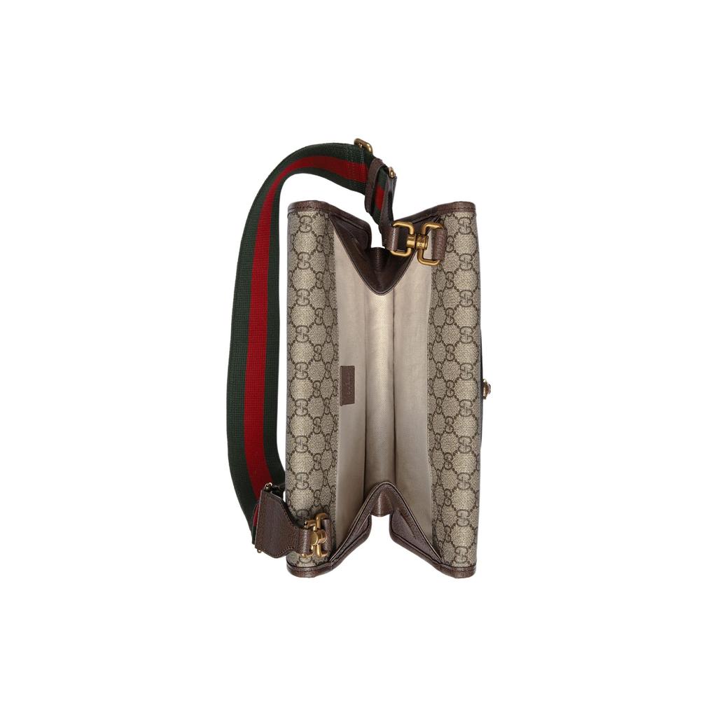 Gucci Посланник GG Supreme с головой тигра, бежево-коричневая кожа, красно-зеленая веб-полоса, сумка через плечо для женщин, для ежедневных поездок, путешествий 495654-9C2VT-8745