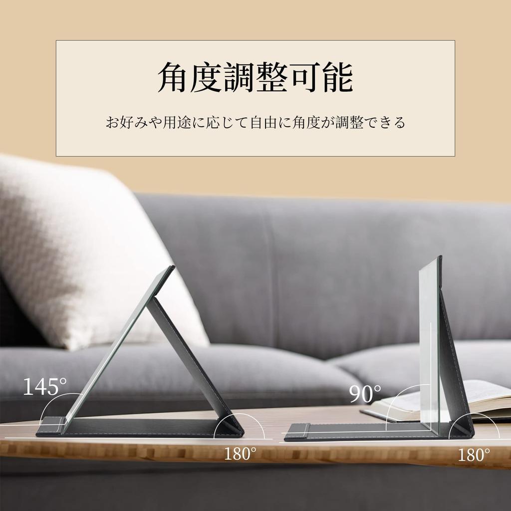 OWLKELA Настольный Компактный Складной Ручной Маленькая Подставка Кожа Ударопрочный Черный Зеркало Зеркало, Зеркало, Зеркало, Крышка, Устойчивый, Стильный, 1612см,