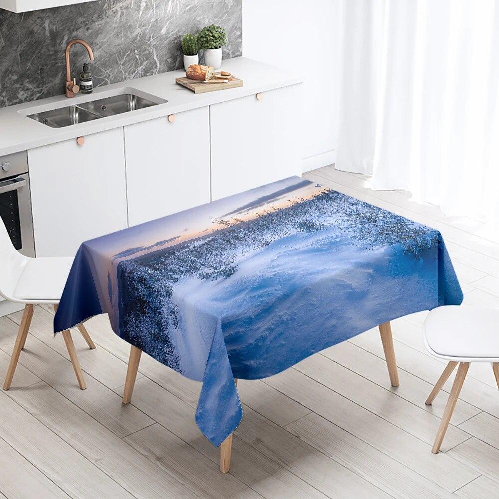 Natural Landscape Tablecloth Camping  Antifouling Waterproof Rectangular  Dining Table Home Decoration