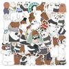 50Pc Bare Bear Sticker Laptop Guitar Skateboard Luggage Funny Graffiti Stickers