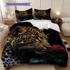 Постельное белье с леопардовым принтом Комплект одеял Покрывало Наволочка Домашний Декор Подарок на День Рождения (1 пододеяльник + 2 наволочки, без наполнителя)