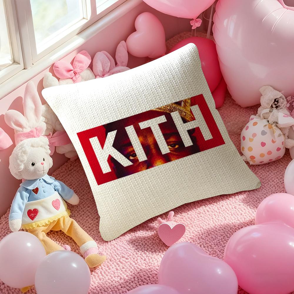 Classic Logo KKITH Pillow Case Antidustmite Pillowcase Invisible Zipper Silky Short Plush Sofa Cushion Cover