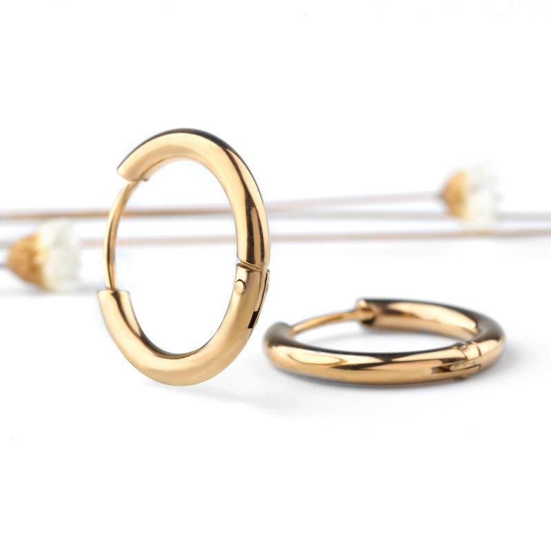 Модные серьги унисекс из титановой стали - корейский простой дизайн из нержавеющей стали, диаметр 2,5 см