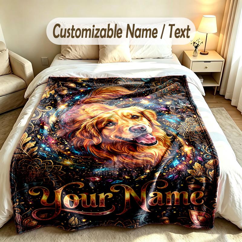 Fantasy Magic Theme Soft Blanket Personalized Custom Name Text Print Warm Blanket Home Sofa Bedroom Decor