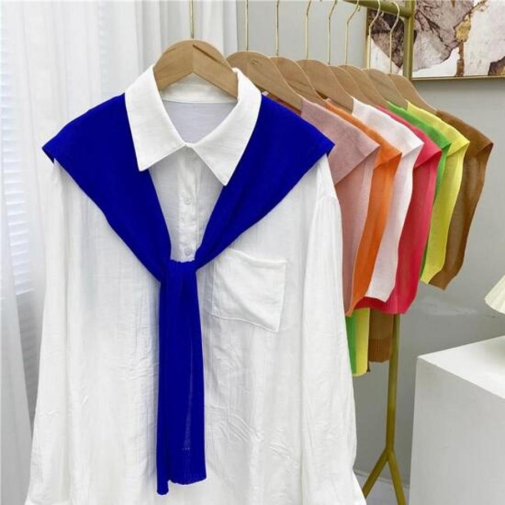 New Arrivals Open Run Layered Office Look Spring Autumn Thin Knit Vivid Shawl