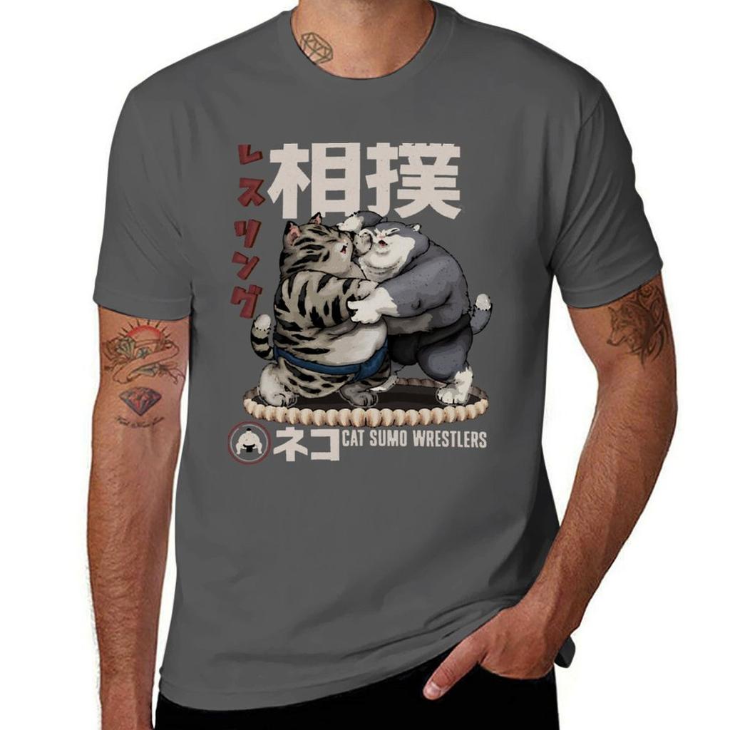 Sumo Cat Classic Tshirt Basic Plain Short Sleeve Crew Neck Tee