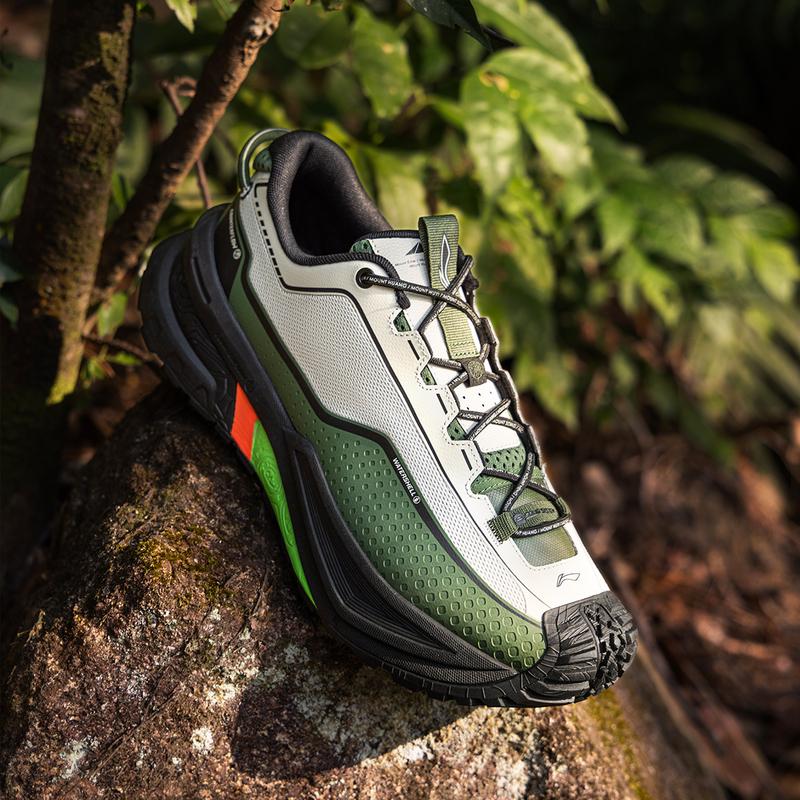 Li Ning CF Trail Comfort Fashion Shock Absorbing Non-Slip Wear-Resistant Low-Top Hiking Shoes Unisex Hiking Shoes Gray Green AHTU023-8