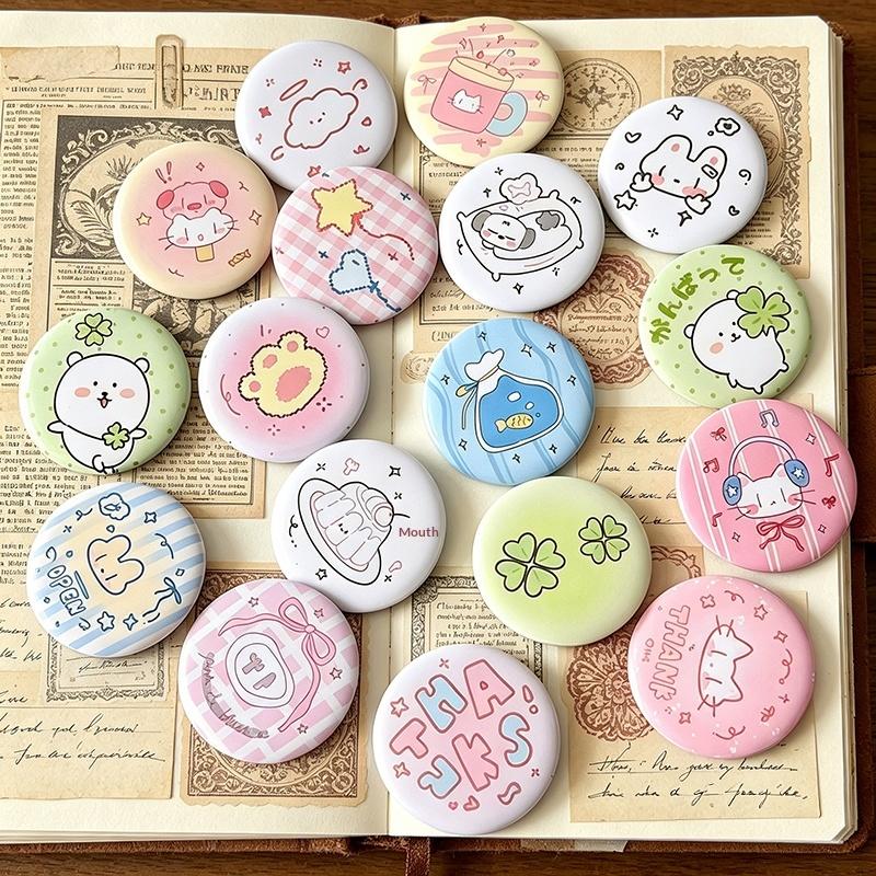 6 шт. Милые Мультяшные Мини Мультяшные Значки-Кнопки Kawaii Ретро Для Девочек Детей Рюкзак Пенал DIY Декоративные Булавки Броши Аксессуары