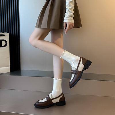 Маленькие золотые монеты лоферы на платформе туфли-одинарки 2025 новая осень британский стиль черные ретро маленькие кожаные туфли на одном педале