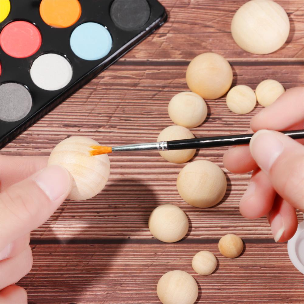 Graffiti Unfinished Accessories Jewelry Making Split Round Balls Half Wooden Beads Half-faced Wood