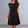 Женские платья Однотонные платья миди Повседневные свободные платья с круглым вырезом