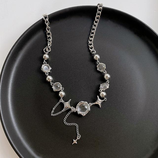 17KM Серебряный цвет лунный камень кулон ожерелья для женщин модный кристалл циркон крест капля воды ожерелье асимметричный ювелирный подарок