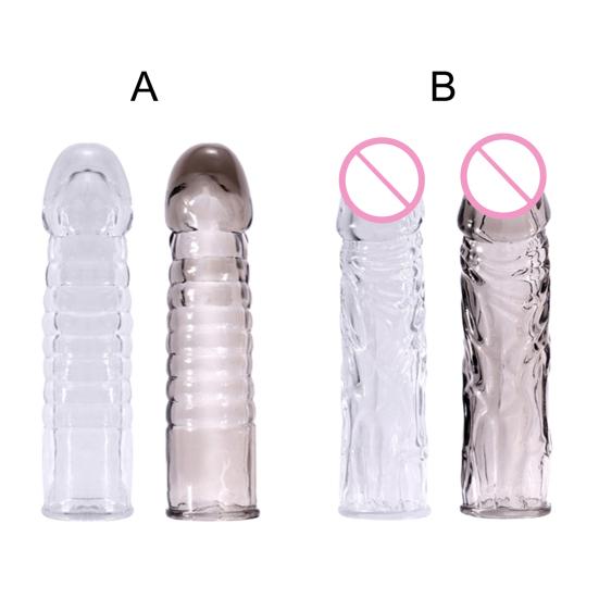 Penis Extender Reusable Sexual Stimulation Silicone Sex Condom Delay Sleeve for Couple