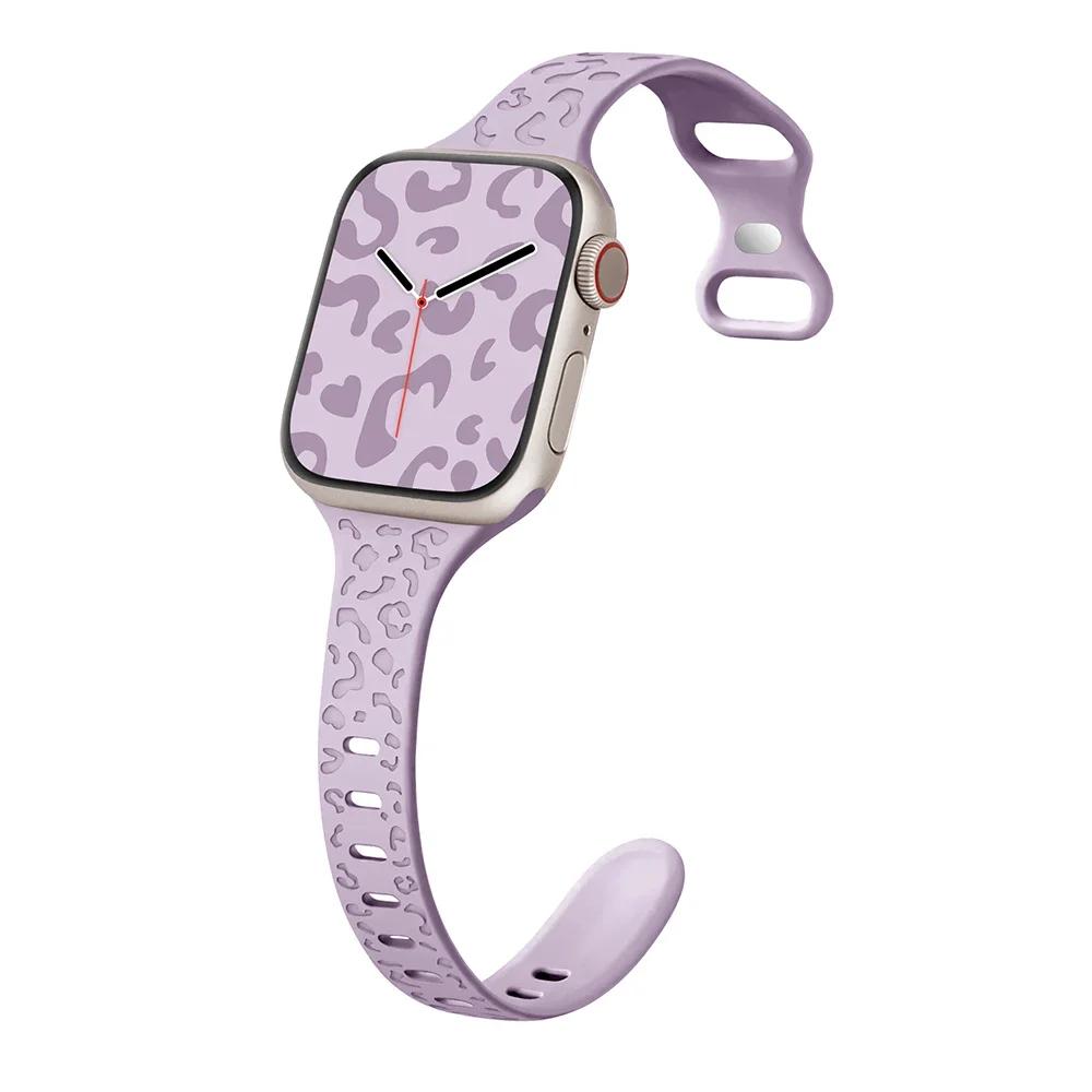 Тонкий ремешок для Apple Watch Band 40 мм, 41 мм, 42 мм, 38 мм, 49, 44 мм, 45 мм, силиконовый браслет с гравировкой Correa Series 8, 7, 6, 9, 5, 4, 3 SE Ultra