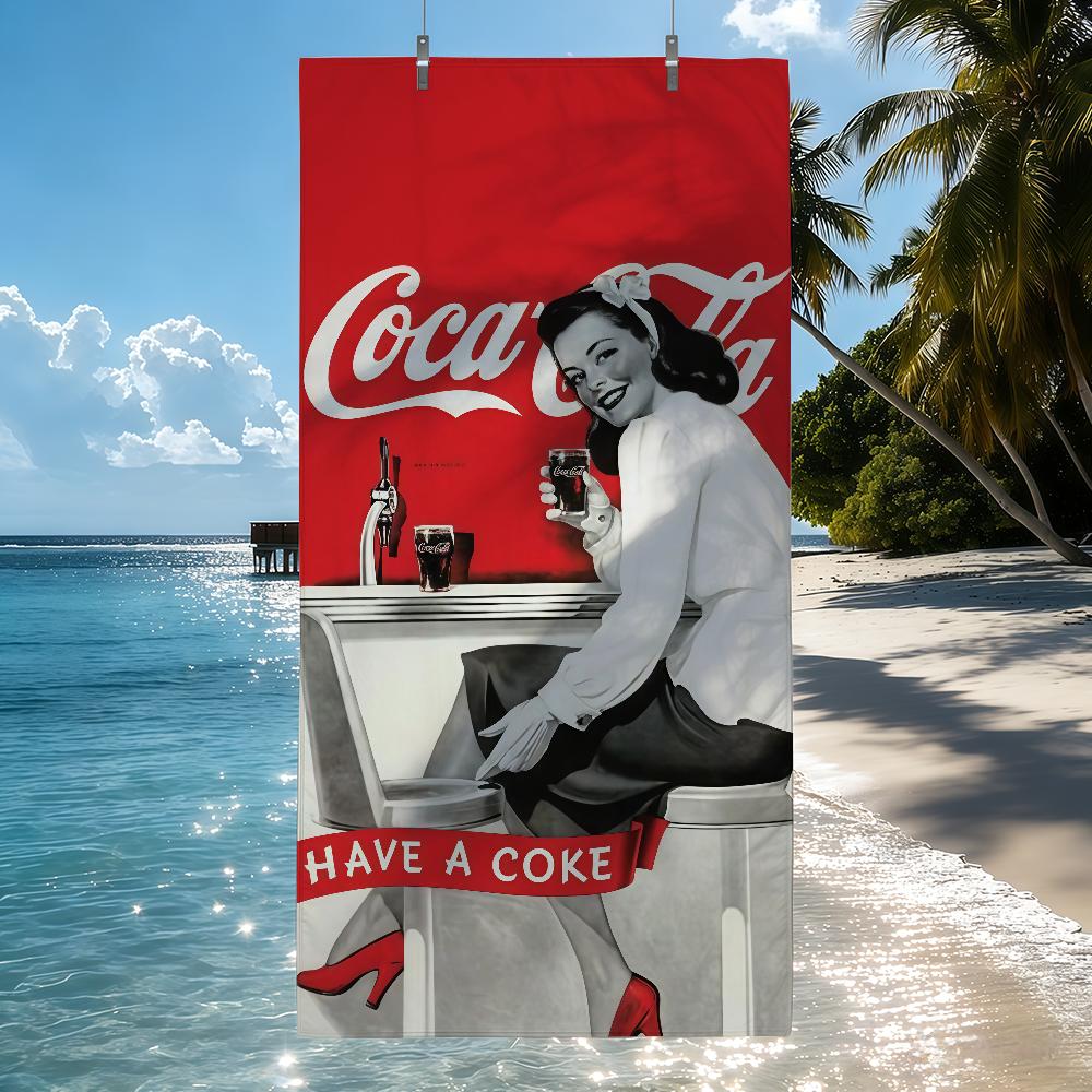 Ретро Мода C-Coca-C-Cola Полотенце Быстросохнущие Пляжные Полотенца Подходят Для Бассейнов Кемпинга Йоги И Спортзала