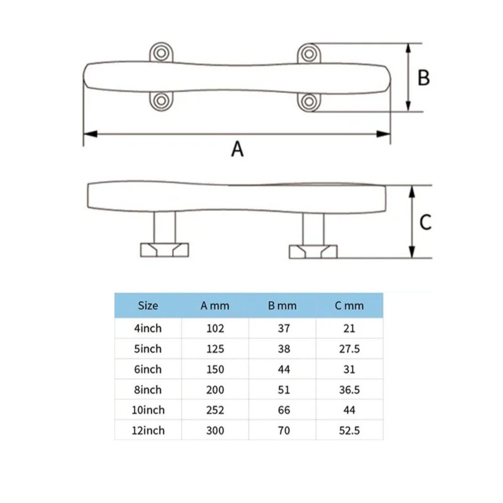 316 Stainless Steel Boat Dock Cleat 4/5/6/8/10/12 Inch Marine Rope Cleat Yacht