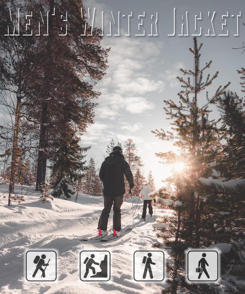 TACVASEN Outdoor Coat, Winter Jacket, Anorak, Cold Weather Outerwear, Water-Repellent, Warm, for Skiing, Motorcycles, Fall and Winter, Black, Size L