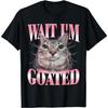 Подождите, я GOATED Cat Забавная футболка с мемом для мужчин и женщин, из чистого хлопка, юмористическая, уличная одежда, футболка с коротким рукавом, унисекс, свободная одежда