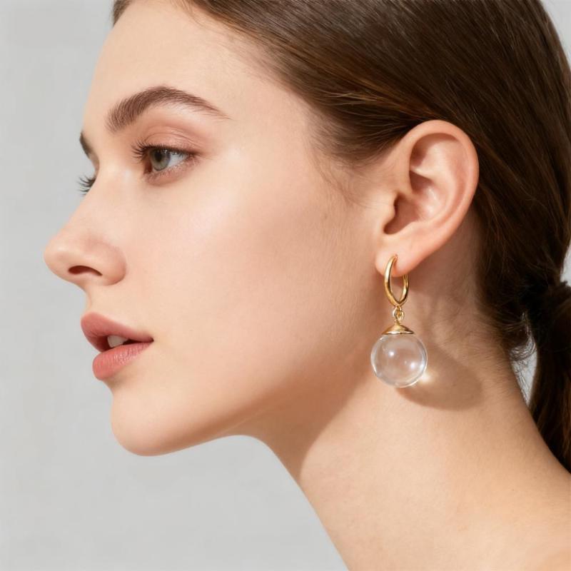 Простые модные серьги-подвески из сферического стекла для женщин, аксессуары, подарок, серьги-кольца, праздничные украшения, подарок