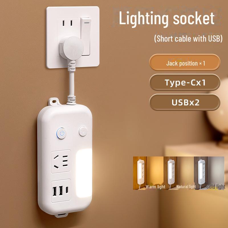 Многофункциональная розетка-ночник с USB-удлинителем для дома и офиса
