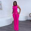 Women's Summer Temperament Sleeveless Lace High Waist Long Jumpsuit Casual Set