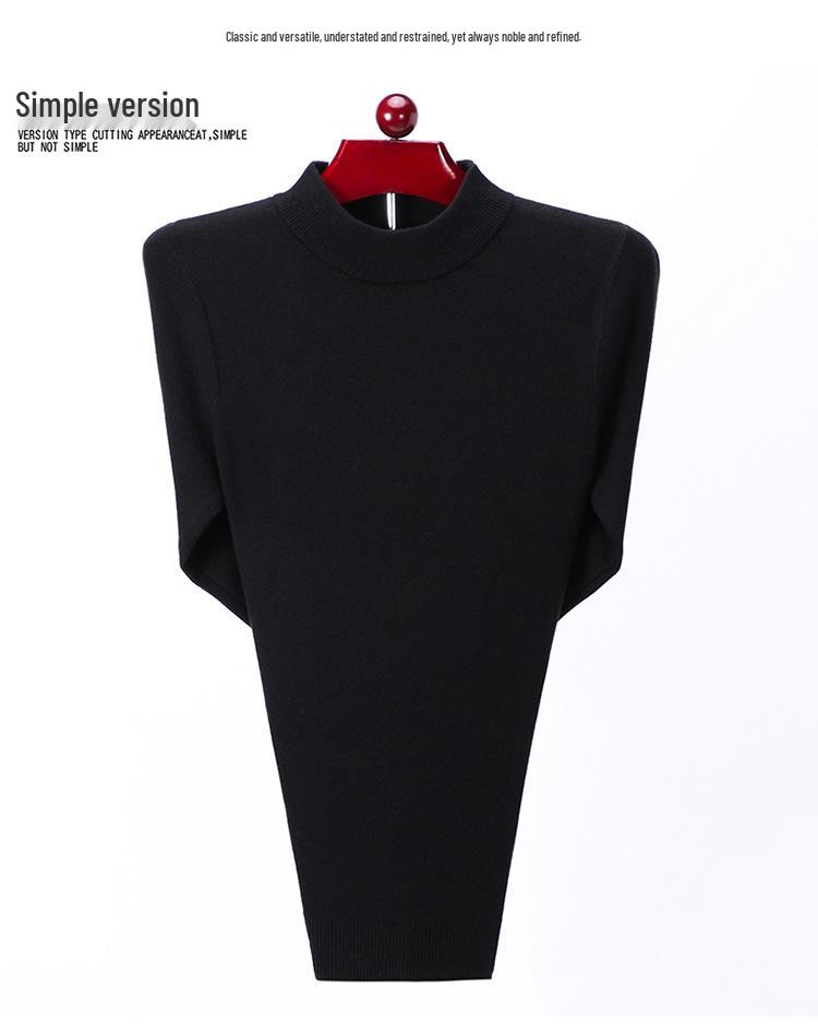 Мужской осенне-зимний свитер с круглым вырезом и полувысоким воротником - вязаная базовая рубашка для среднего и молодого возраста