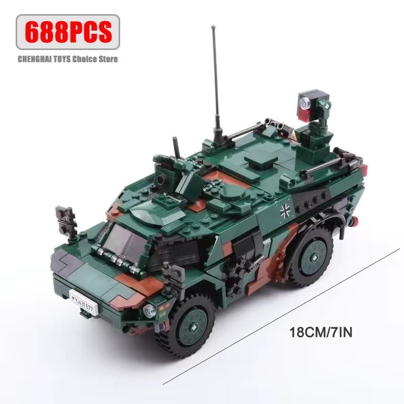 Ww2 Cannon Assault Armored Vehicle Battle Tank Car Truck Army Weapon Building Blocks Sets Model Boys Toys for Kids Gift