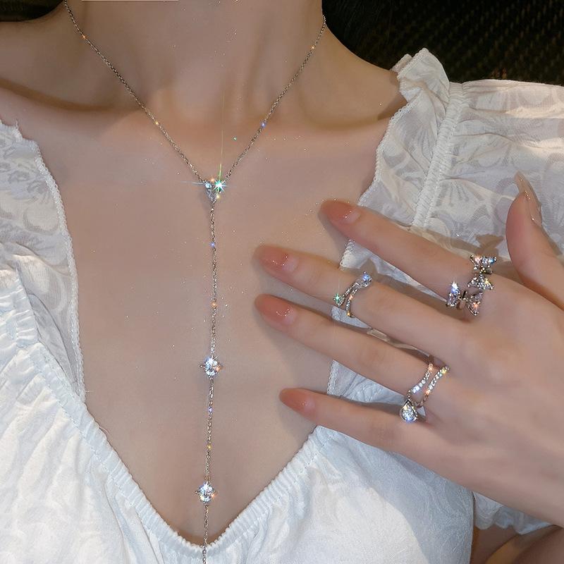 Элегантное циркониевое колье-капля - Роскошное украшение на ключицу для женщин