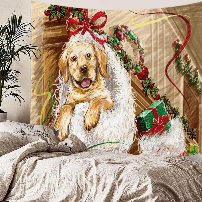 Домашний декор Веселый рождественский Санта узор Печатный гобелен Рождественская елка Гобелен Декор для гостиной и спальни Фон Ткань