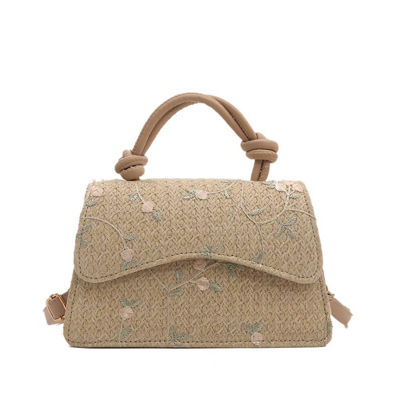 Fashionable Temperament Woven Lace Straw Personalized Summer New One-shoulder Cross-body Small Square Women's Bag Drop Shipping