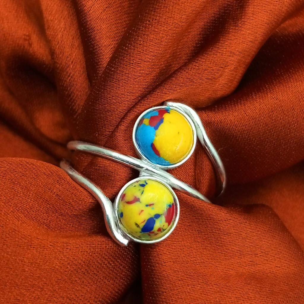 Mosaic Jasper Gemstone 925 Sterling Silver Plated Handmade Ring NST-J2H5603