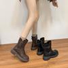 Зимние новые короткие рыцарские ботинки с пряжкой на ремне, корейская версия, маленькие ботинки на толстой подошве с увеличением роста, женские ботинки на каждый день