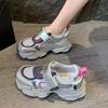 Fried Street Thick-soled Dad Shoes Women's 2024 Spring and Summer New Mesh Breathable Muffin Durian Sole Retro Heightening Sneakers