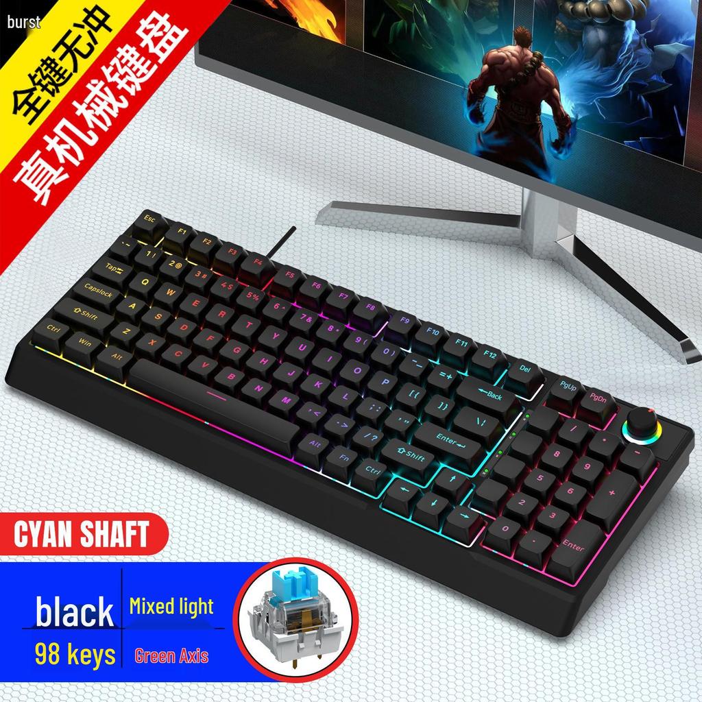 K98 Mechanical Keyboard with Blue or Red Axis, Wired Connection, Dual-Color Injection Keycaps for Gaming