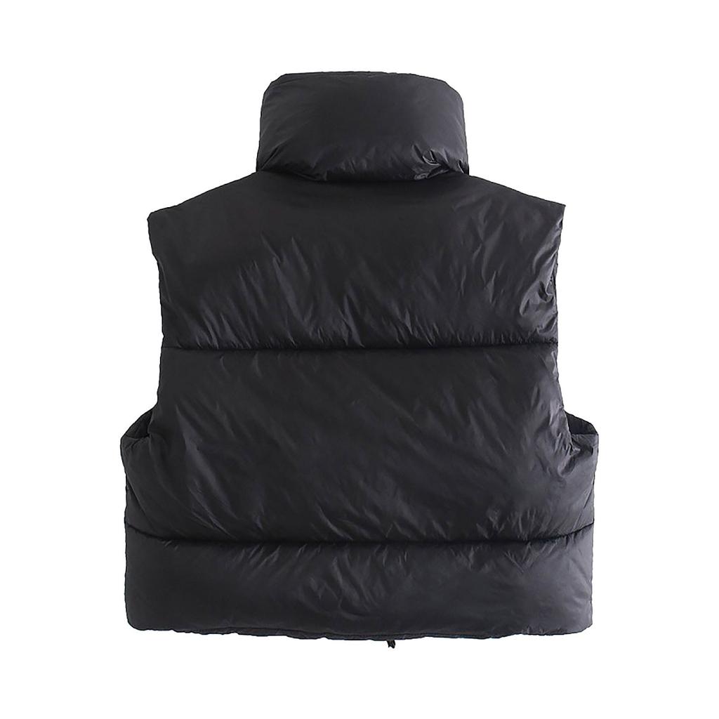 Women's Winter Crop Vest Lightweight Sleeveless Warm Outerwear Vest Padded Gilet