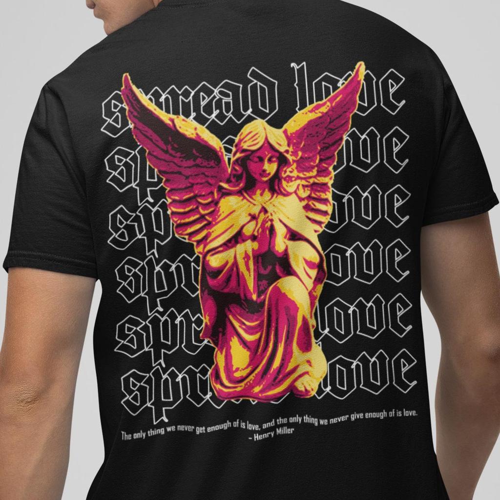 Dark Angel Love Shirt | Gothic Aesthetic Tee | Vintage Angel Graphic | Back Print Romantic Grunge Streetwear | Unisex Gift for Her Him