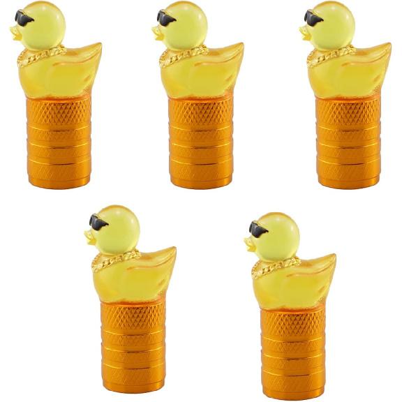 Cute Duck Valve Stem Caps, Tire Valve Caps, Glow in The Dark Hot Rubber Cover (5 Pack) Universal for Car Truck SUV Motorcycle Bicycle Replacement