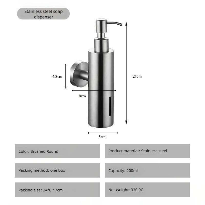 Stainless Steel Hand Sanitizer Bottle Liquid Soap Dispensers Shower Gel Hanging Bottle Punch Wall-mounted Bottle