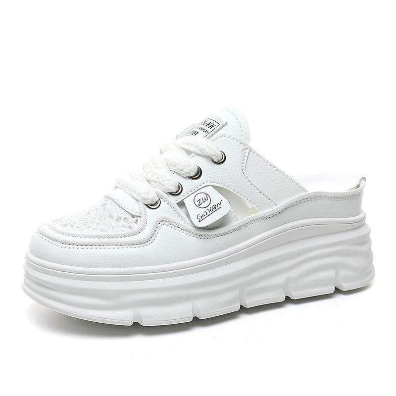 Туфли на платформе женские, лето 2024, новинка, сандалии на толстой подошве, женские повседневные спортивные сандалии с закрытым носком, женские тапочки