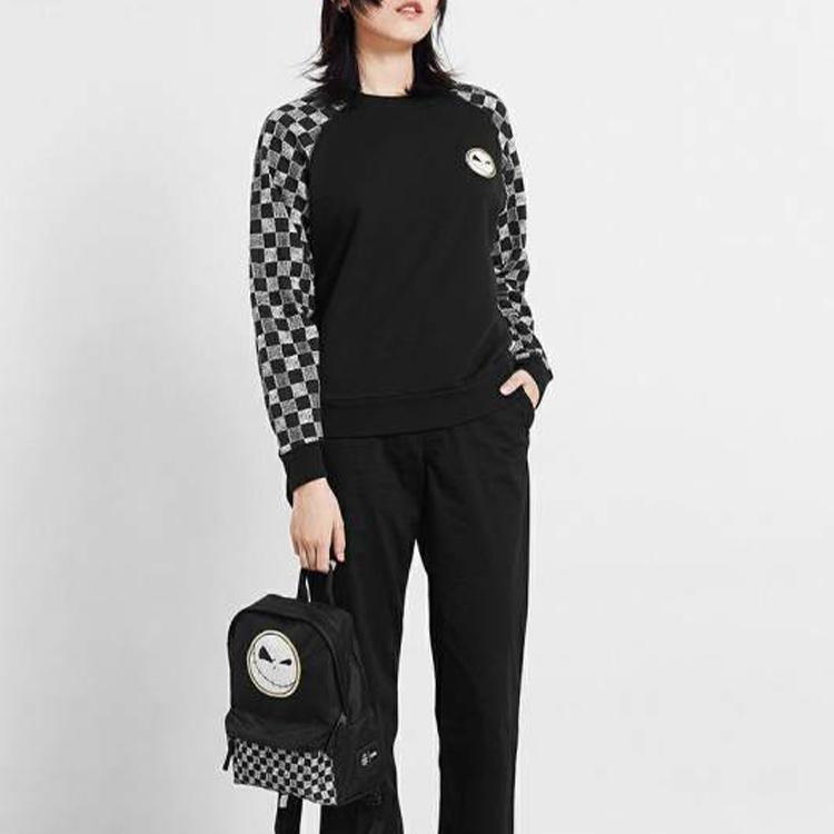 Vans X New Year Nightmare Collaboration Checkerboard Print Polyester Backpack Women Backpack Black VN0A4CTYZTA