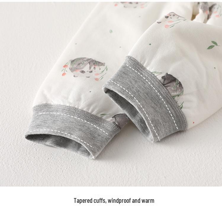 Детский стеганый теплый комплект: Хлопковая пижама с высокой талией и защитой живота для осени/зимы