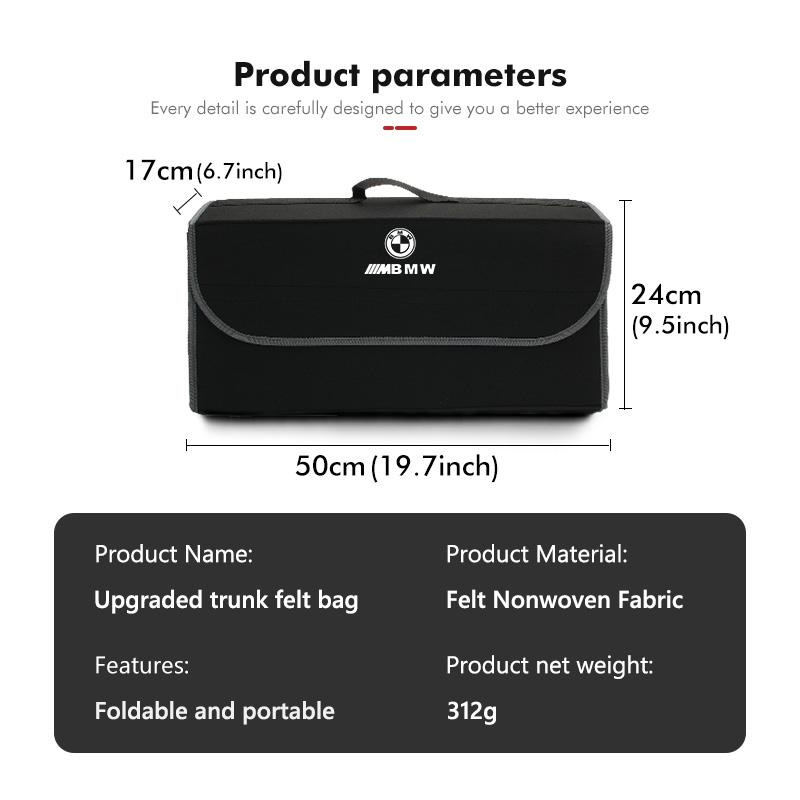 BBKB9 Universal Car Trunk Storage Box Portable Travel Organizer Bag For BMW M 1 3 4 5 6 7 Series X1 X3 X4 X5 G20 G38 F48 E36 E39