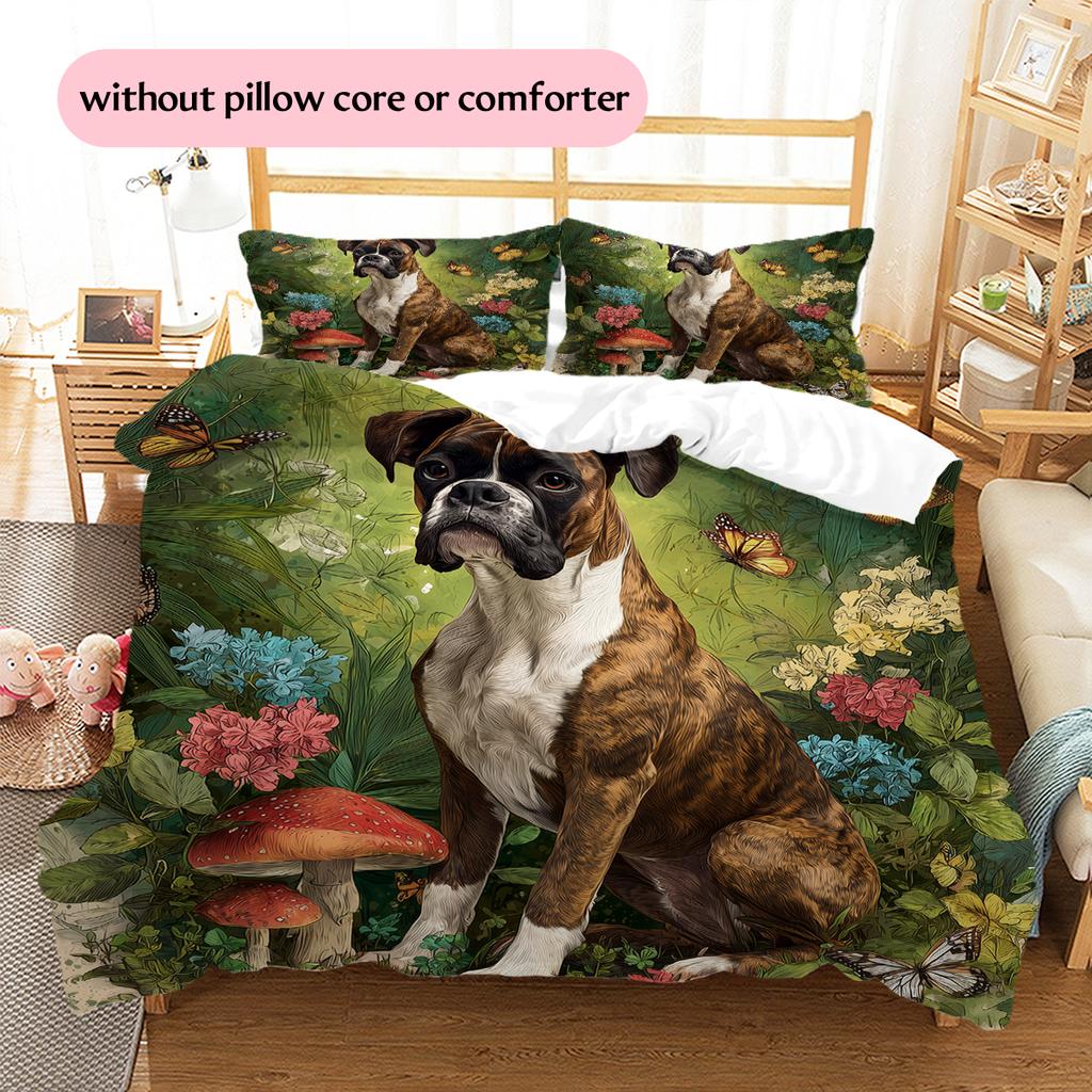 Boxer Pattern Bedding Home Decoration Birthday Gift (1 * duvet cover + 2 * pillowcase, without core)